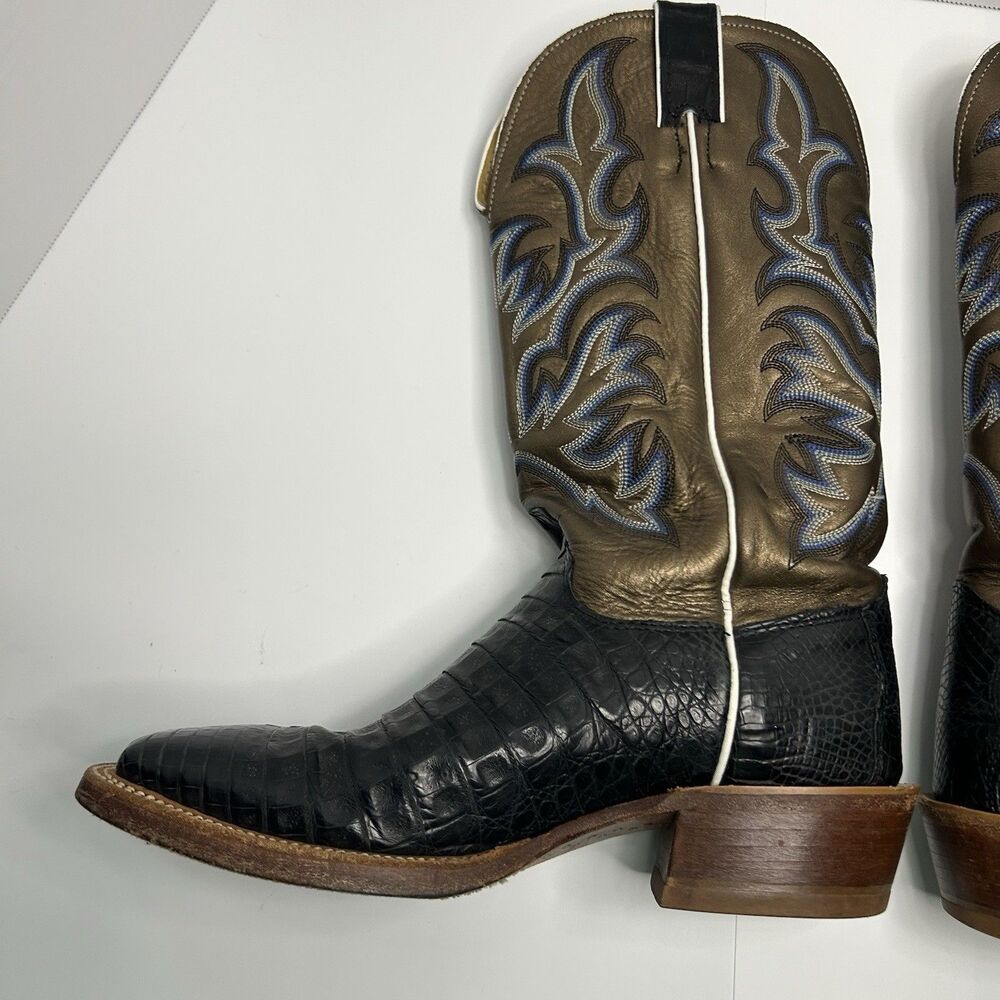 Justin 9607 Men's Exotic Western Boot w Vintage Belly Caiman Wide Square Toe 8D - Picture 6 of 13